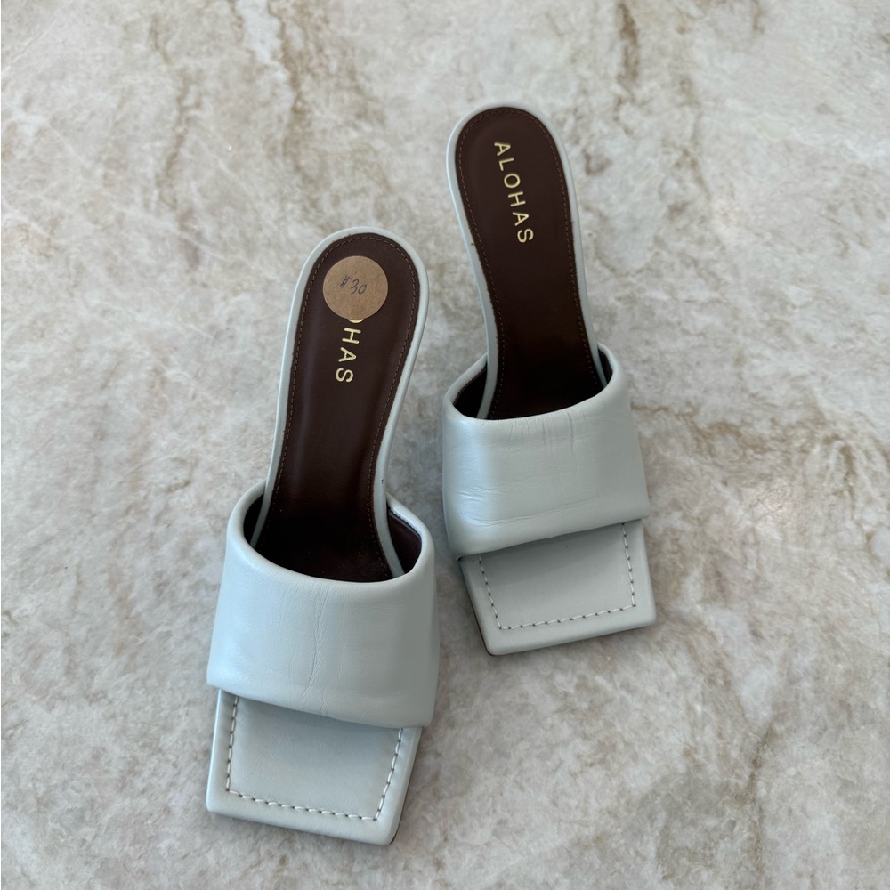 ALOHAS Light Gray Square Toe Mules size 36